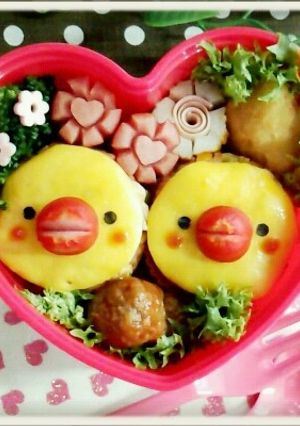 ｷｬﾗ弁☆乗せるだけでぴよぴよオムライス-レシピのメイン写真