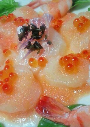 鯛とホタテと海老の明太子ソースがけ-レシピのメイン写真