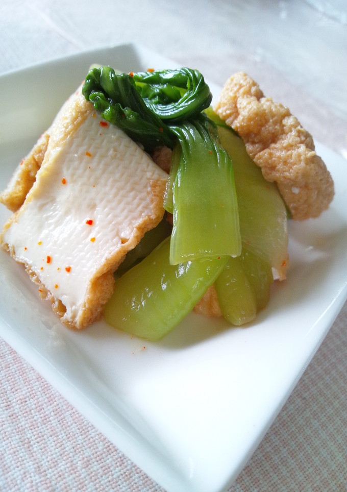 ピリ辛ヒ～ハ～‼青梗菜と厚揚げの中華和え-レシピのメイン写真