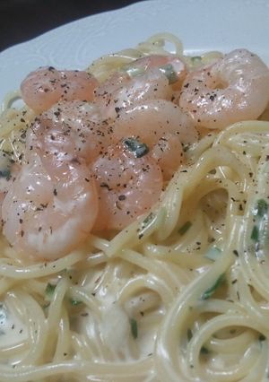 １０分レシピ：えびクリームスパゲティ！-レシピのメイン写真