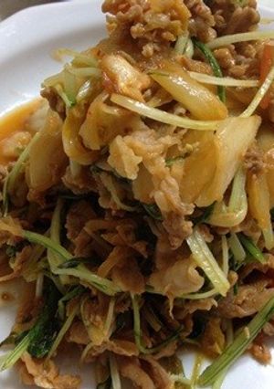 豚と水菜のピリ辛味噌キムチ-レシピのメイン写真