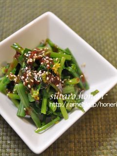 菜の花とインゲンの梅黒酢和え物-レシピのメイン写真
