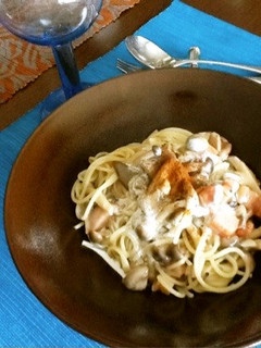 スープの素で簡単きのこクリームパスタ♪-レシピのメイン写真