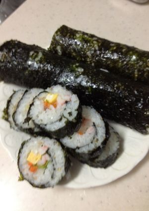 ごはん1膳分でも巻けました！　キンパブ-レシピのメイン写真