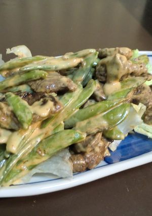 牛肉とスナップエンドウのマヨサラ-レシピのメイン写真