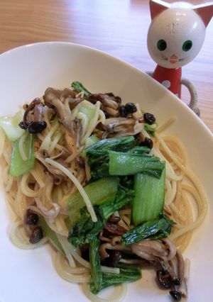 ちょい干しきのこ×青梗菜のペペロンチーノ-レシピのメイン写真