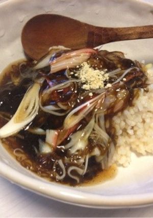 もずくとカニカマのあんかけ丼(お粥）-レシピのメイン写真