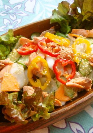 *彩野菜とサーモンの塩麹マリネ*-レシピのメイン写真