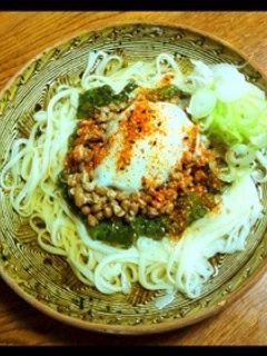 納豆めかぶっかけうどん-レシピのメイン写真