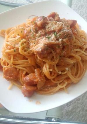 チーズたっぷりトマトソースパスタ-レシピのメイン写真