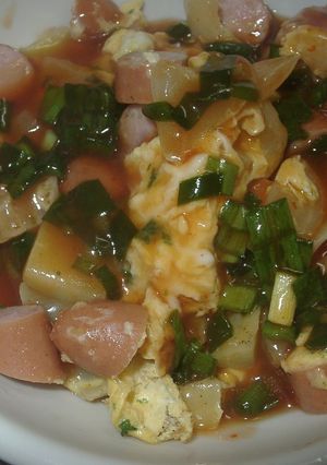 豆板醤味ソースでウインナーのオムレット-レシピのメイン写真