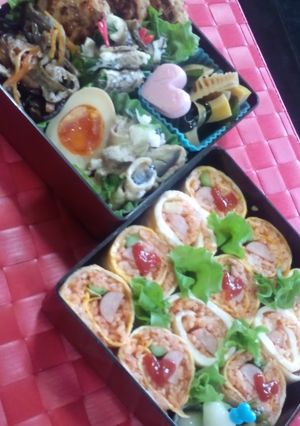 『巻き巻きオムライスのお弁当♪』-レシピのメイン写真