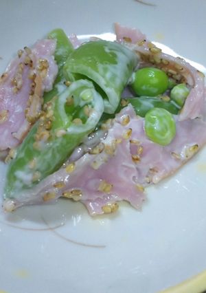 スナップえんどうさんのハムマヨ胡麻和え-レシピのメイン写真