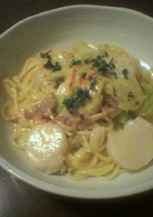 キャベツと帆立のクリームソーススパゲティ-レシピのメイン写真