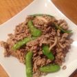 さやえんどうと豚肉炒め、5分で完成!!