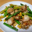 ベビー帆立とアスパラのバター醤油炒め