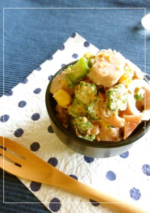 魚ニソ×福神漬け×オクラのカレーマヨ和え-レシピのメイン写真