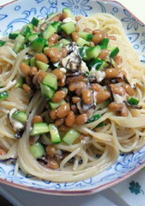 きゅうりと塩昆布もin☆チーズ納豆スパ-レシピのメイン写真