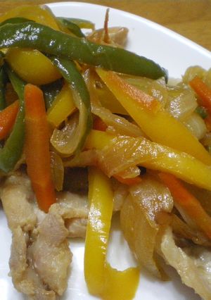 カラフル豚肉しょうが焼き-レシピのメイン写真