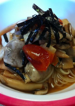 わさびが効く!きのことハムの冷製パスタ-レシピのメイン写真