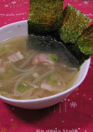もやしとねぎと味のり入り中華スープ♪-レシピのメイン写真