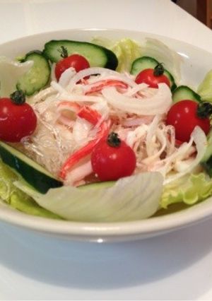 くせになる♪海藻麺のカニカマサラダ-レシピのメイン写真