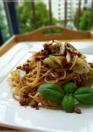 チューちゃんの肉みそとねぎde和風パスタ-レシピのメイン写真
