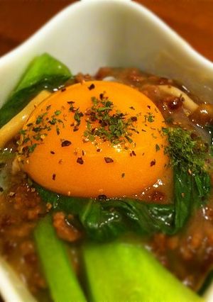 ちんげん菜のあんかけ 黄身のっけ-レシピのメイン写真