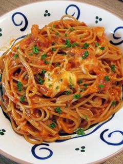 ベーコンとトマトのクリームスパゲッティ♬-レシピのメイン写真