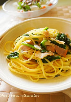 ベーコン＆法蓮草アンチョビペペロンチーノ-レシピのメイン写真