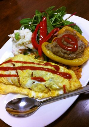 オムライス＆肉詰め☆３０分ワンプレート♪-レシピのメイン写真