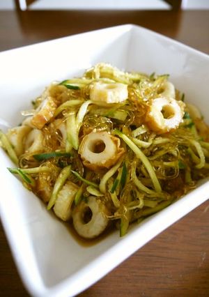 海藻麺とちくわの梅肉入り中華サラダ♪-レシピのメイン写真