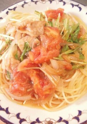 トマトと水菜のさっぱりパスタ♪-レシピのメイン写真
