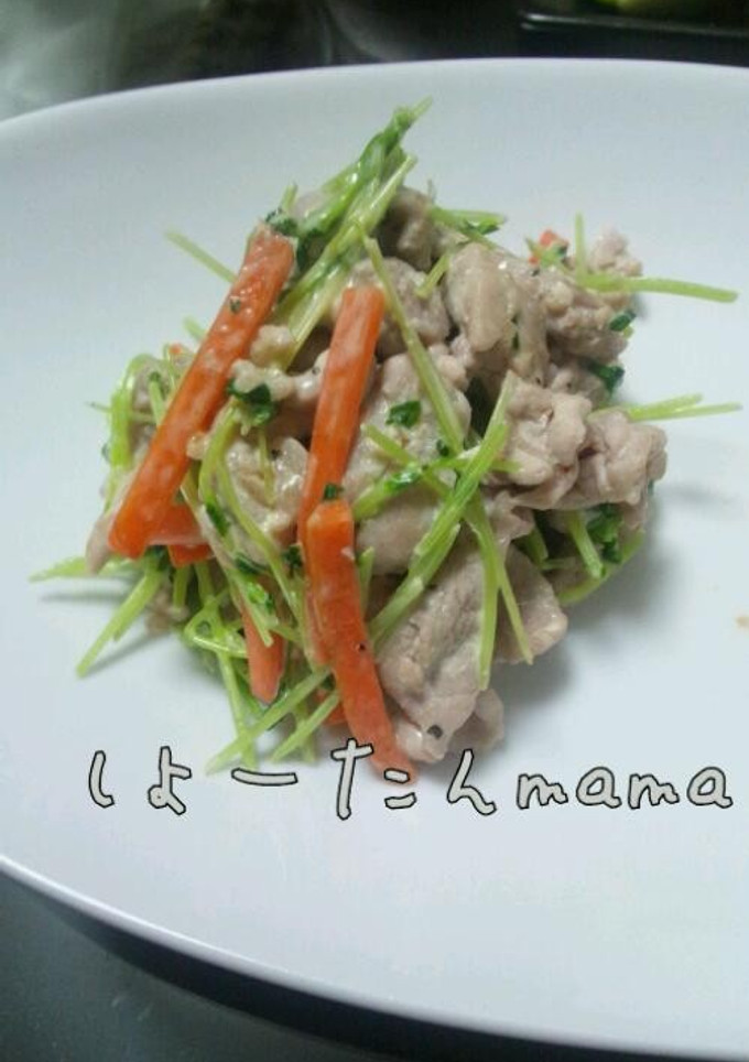 豆苗と豚肉の塩麹マヨ炒め。-レシピのメイン写真