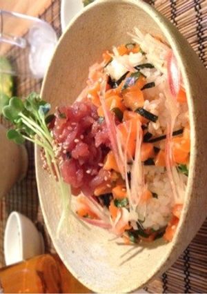 マグロとサーモンの香味野菜丼-レシピのメイン写真