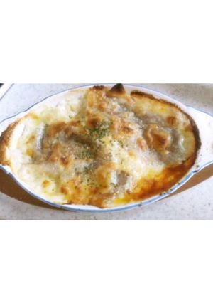 ハヤシライスソース＆餃子の皮でグラタン！-レシピのメイン写真
