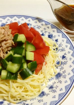ツナトマトきゅうりが♪乗っカッペリーニ♪-レシピのメイン写真