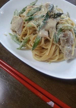 アスパラとベーコンの豆腐クリームパスタ-レシピのメイン写真