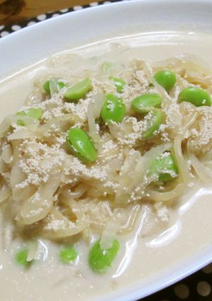 蒟蒻麺で明太子クリームスープパスタ-レシピのメイン写真