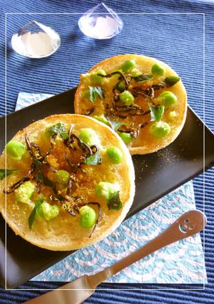 枝豆×塩昆布×大葉のトースト-レシピのメイン写真