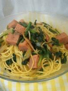 ほうれん草とスパムのスパゲティ-レシピのメイン写真