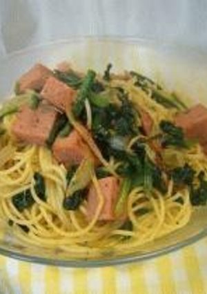 ほうれん草とスパムのスパゲティ-レシピのメイン写真