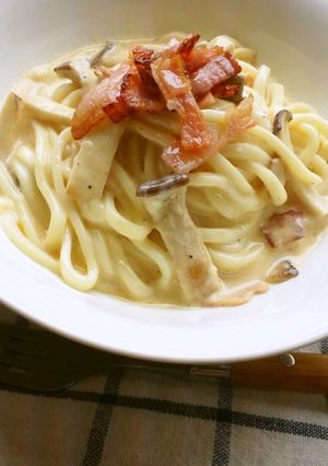 ♦低カロ超濃厚!カルボナーラうどん-レシピのメイン写真