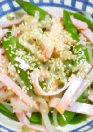 もやし絹さやハム胡麻醤油酢和え★-レシピのメイン写真