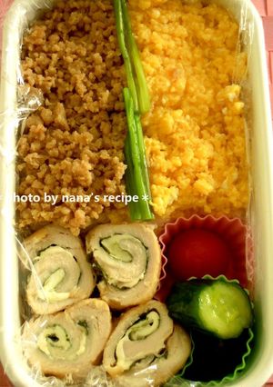 春色★鶏そぼろ＆しっとり卵そぼろ弁当-レシピのメイン写真