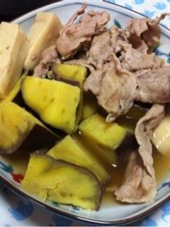 さつまいもと豚肉の煮物-レシピのメイン写真