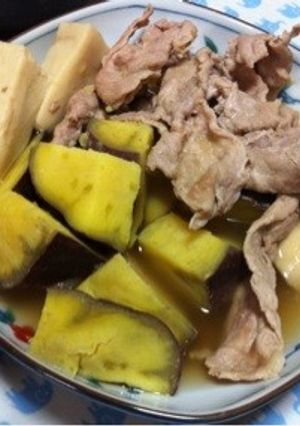 さつまいもと豚肉の煮物-レシピのメイン写真
