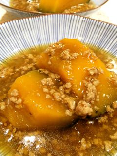 お鍋ひとつで☆かぼちゃのひき肉あんかけ-レシピのメイン写真