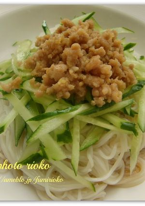 *鶏ひき肉のそぼろのっけ素麺*-レシピのメイン写真