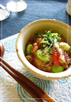 枝豆×トマト　わさび風味納豆-レシピのメイン写真